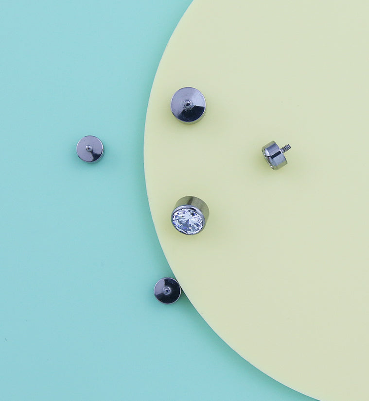 Bezel Clear CZ Internally Threaded Top