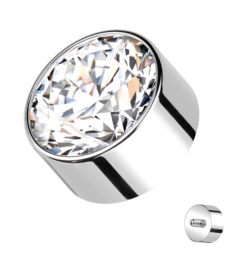 Bezel Clear CZ Internally Threaded Top