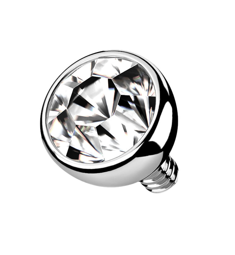 Interally Threaded Bezel Clear CZ Titanium Internally Threaded Top | UrbanBodyJewelry.com