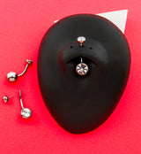 Bezel Clear CZ Titanium Threadless Belly Button Ring