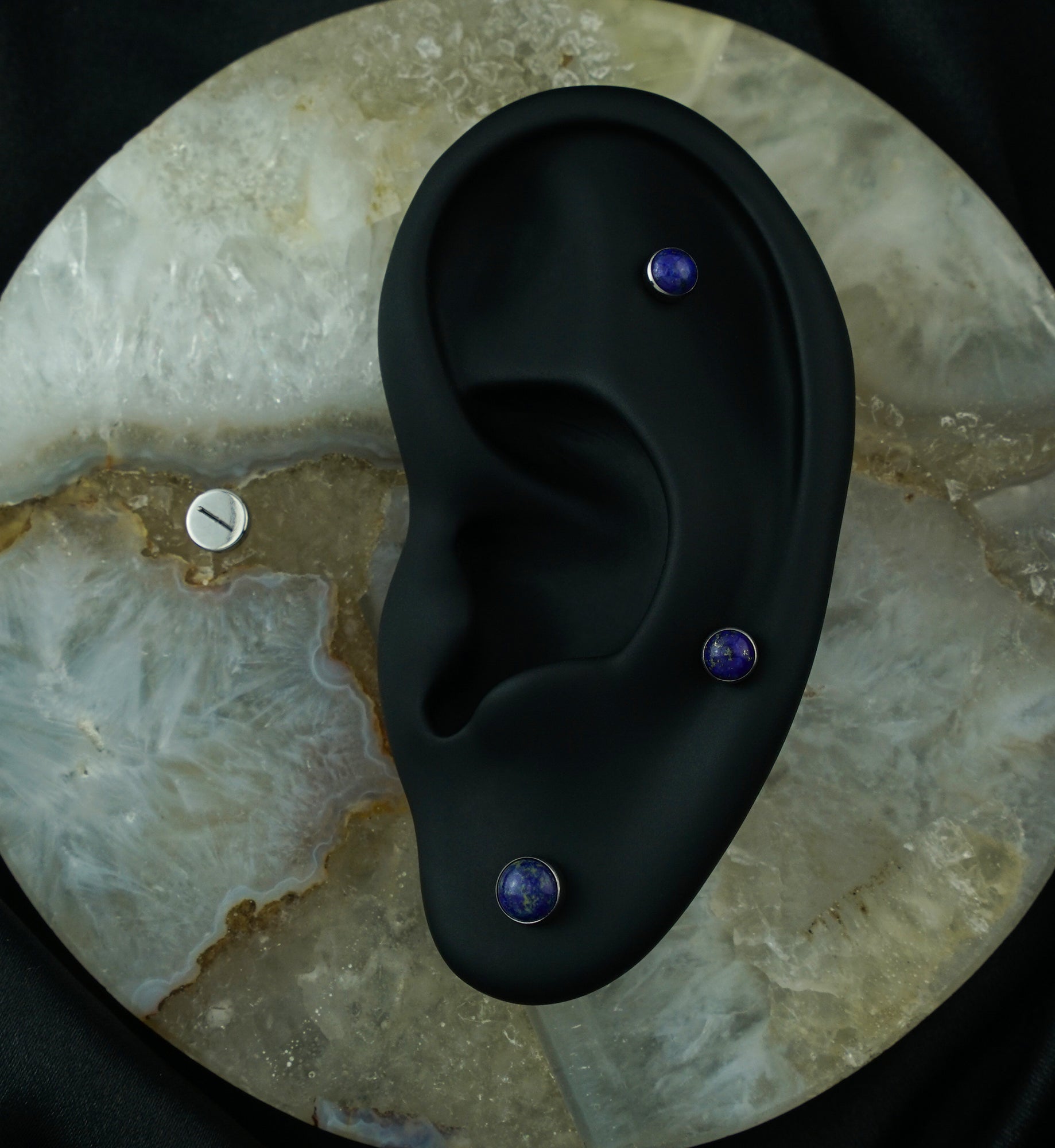 Bezel Lapis Lazuli Stone Titanium Threadless Top