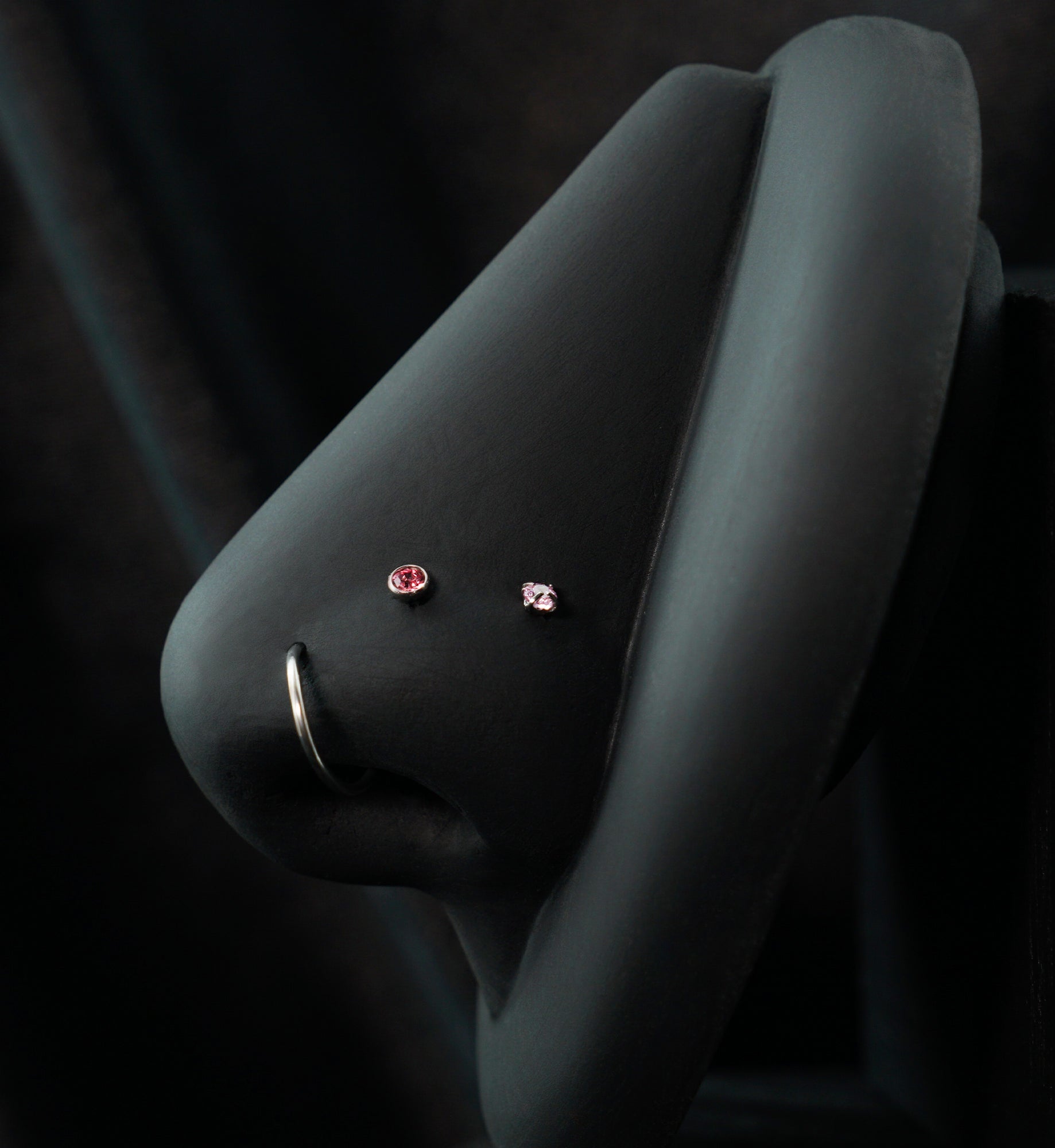 Bezel/Prong Pink CZ Stainless Steel L Bend/Stud/Hoop Variety Pack (6 Pack)