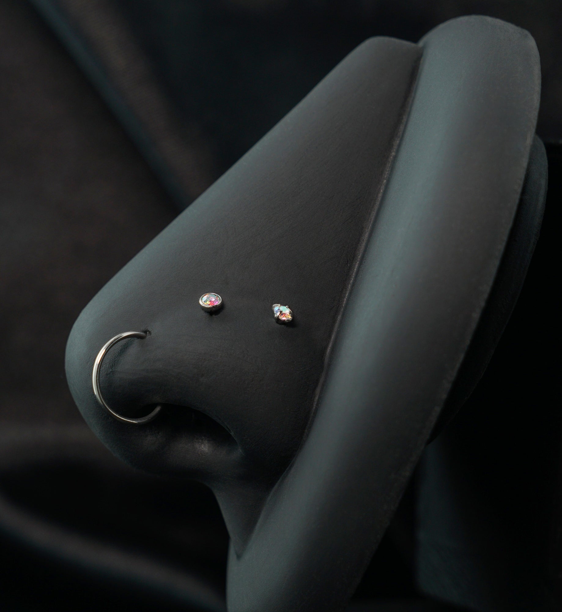 Bezel/Prong Rainbow Aurora CZ Stainless Steel L Bend/Stud/Hoop Variety Pack (6 Pack)