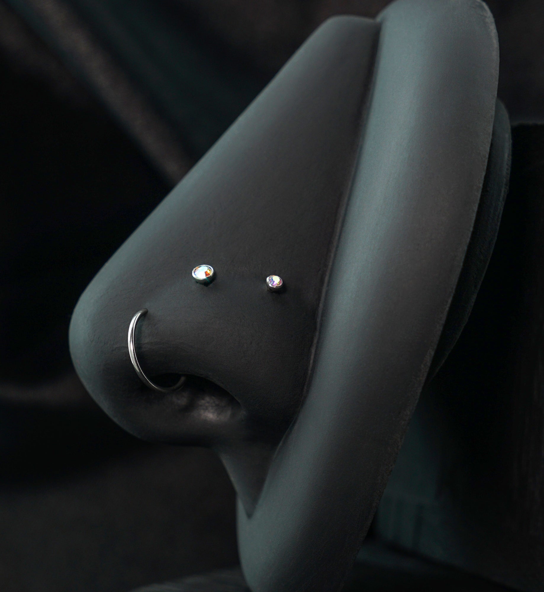 Bezel Rainbow Aurora CZ Stainless Steel L Bend/Stud/Hoop Variety Pack (6 Pack)