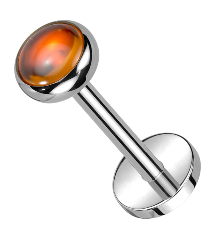 Bezel Red Onyx Stone Threadless Titanium Labret