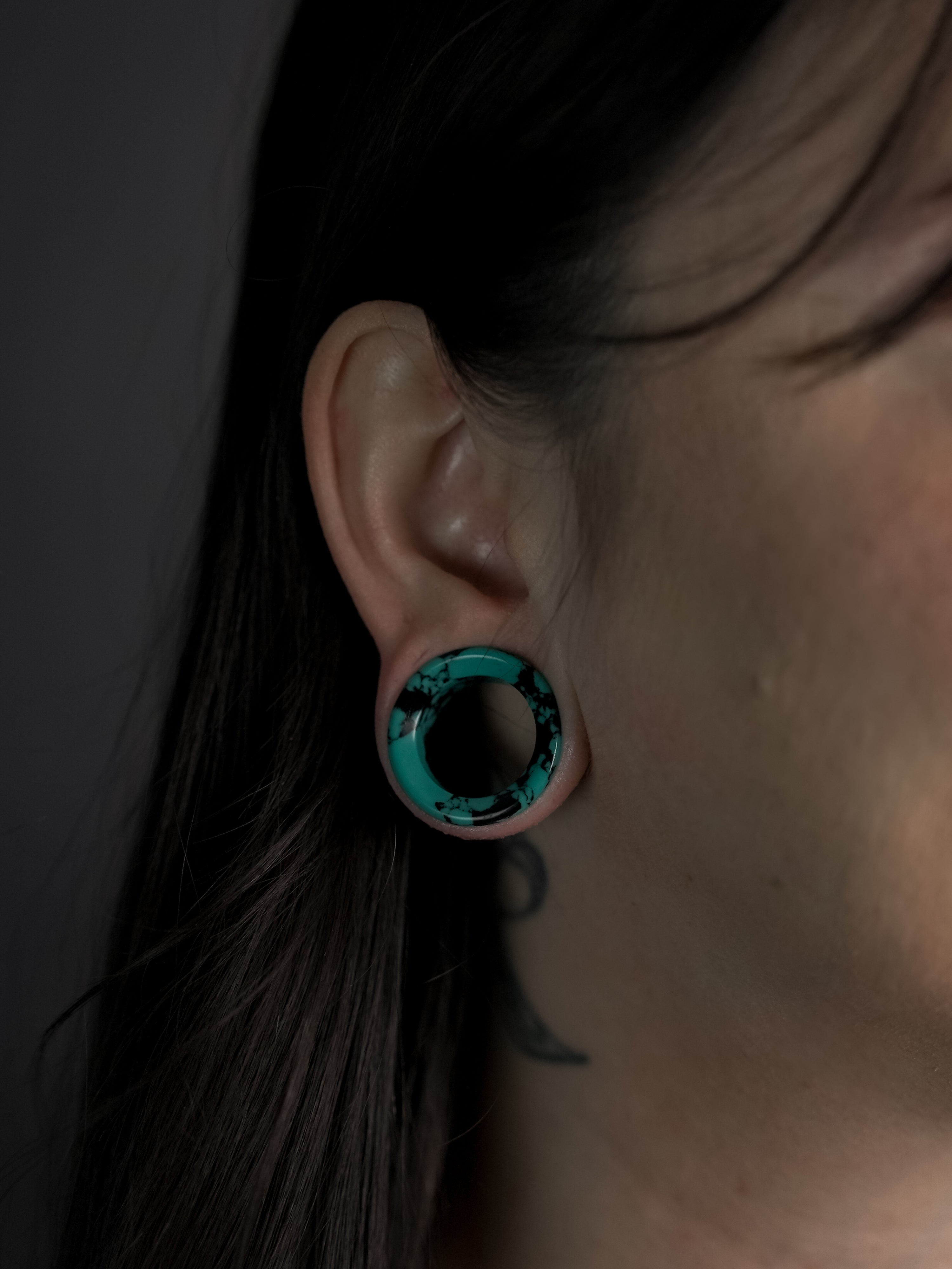 Black & Teal Howlite Stone Tunnels