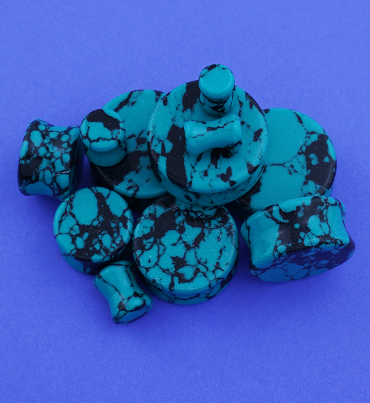 Teal & Black Stone Plugs