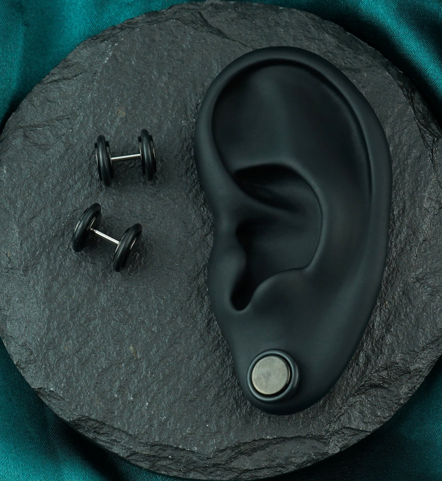 Black Anodized Stainless Steel Fake Plugs