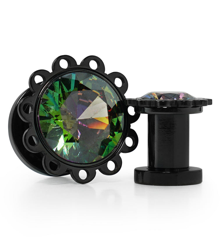 Black PVD Eyelet Black Aurora Stainless Steel Screw Back Tunnels