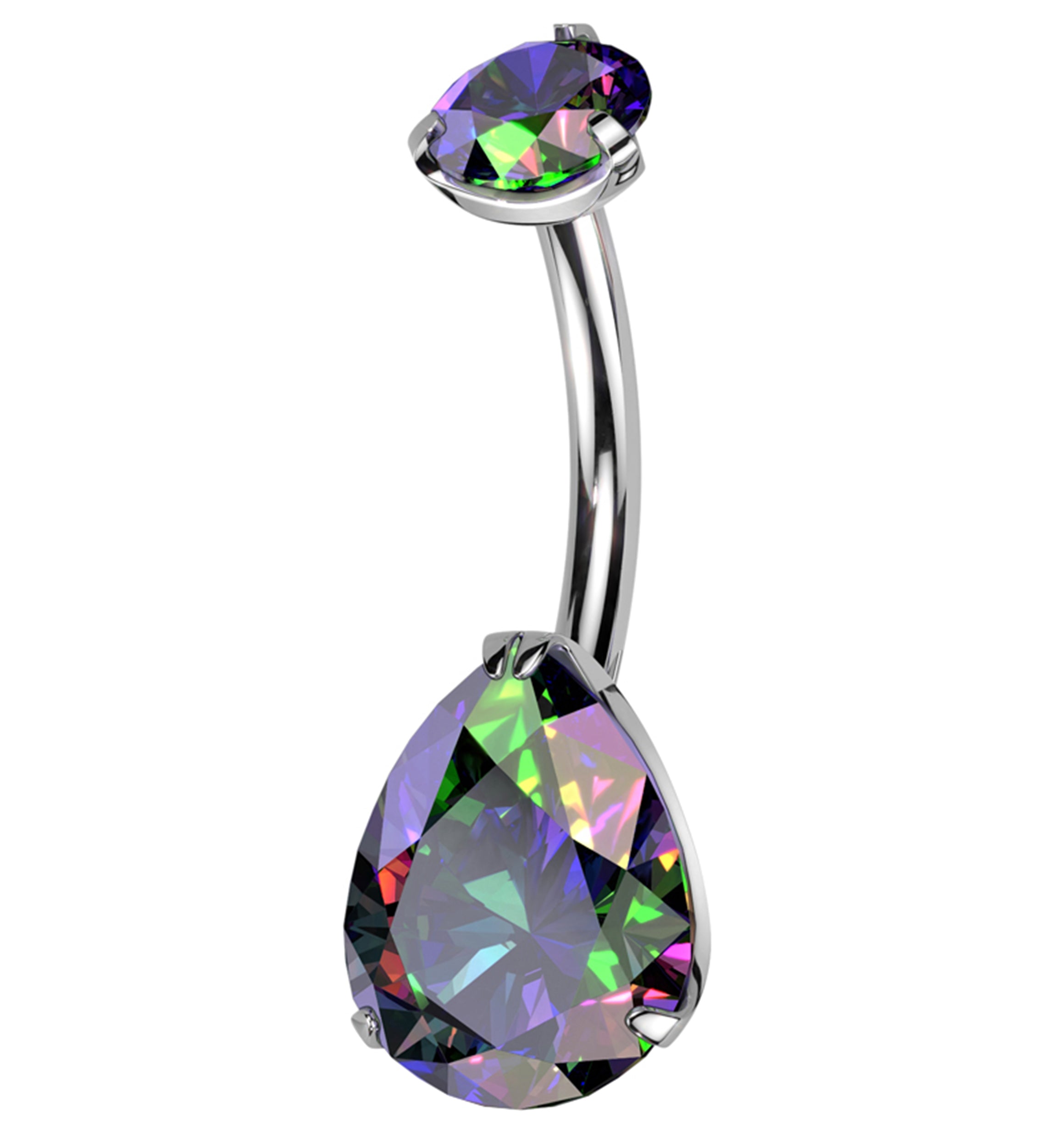Black Aurora Teardrop CZ Titanium Belly Button Ring