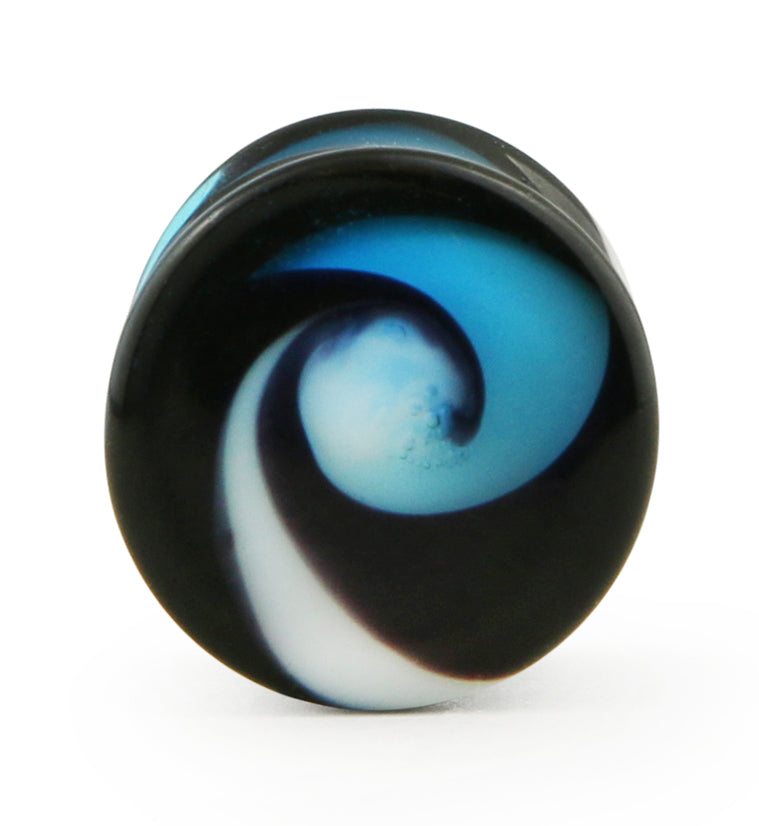 Blue Spiral Design Glass Plugs