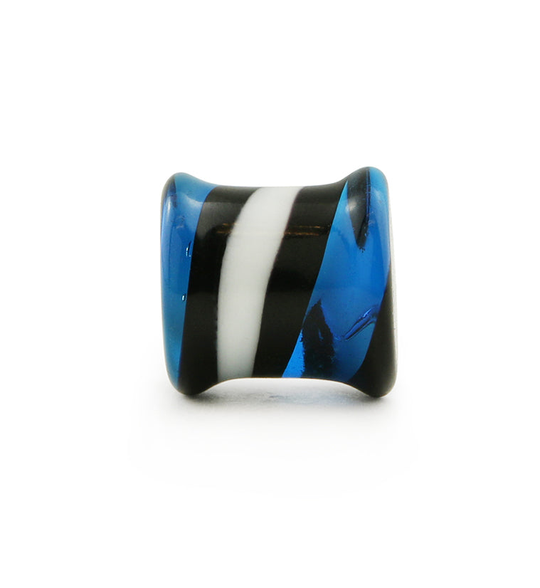 Blue Spiral Design Glass Plugs