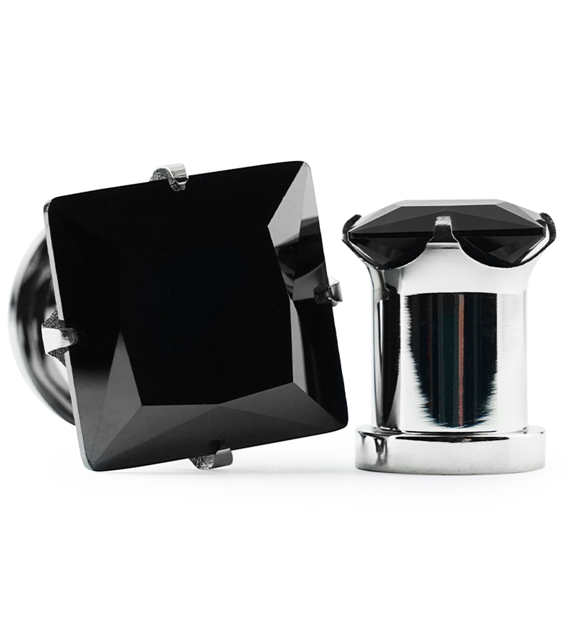 Black CZ Gem Diamond Stud Plugs