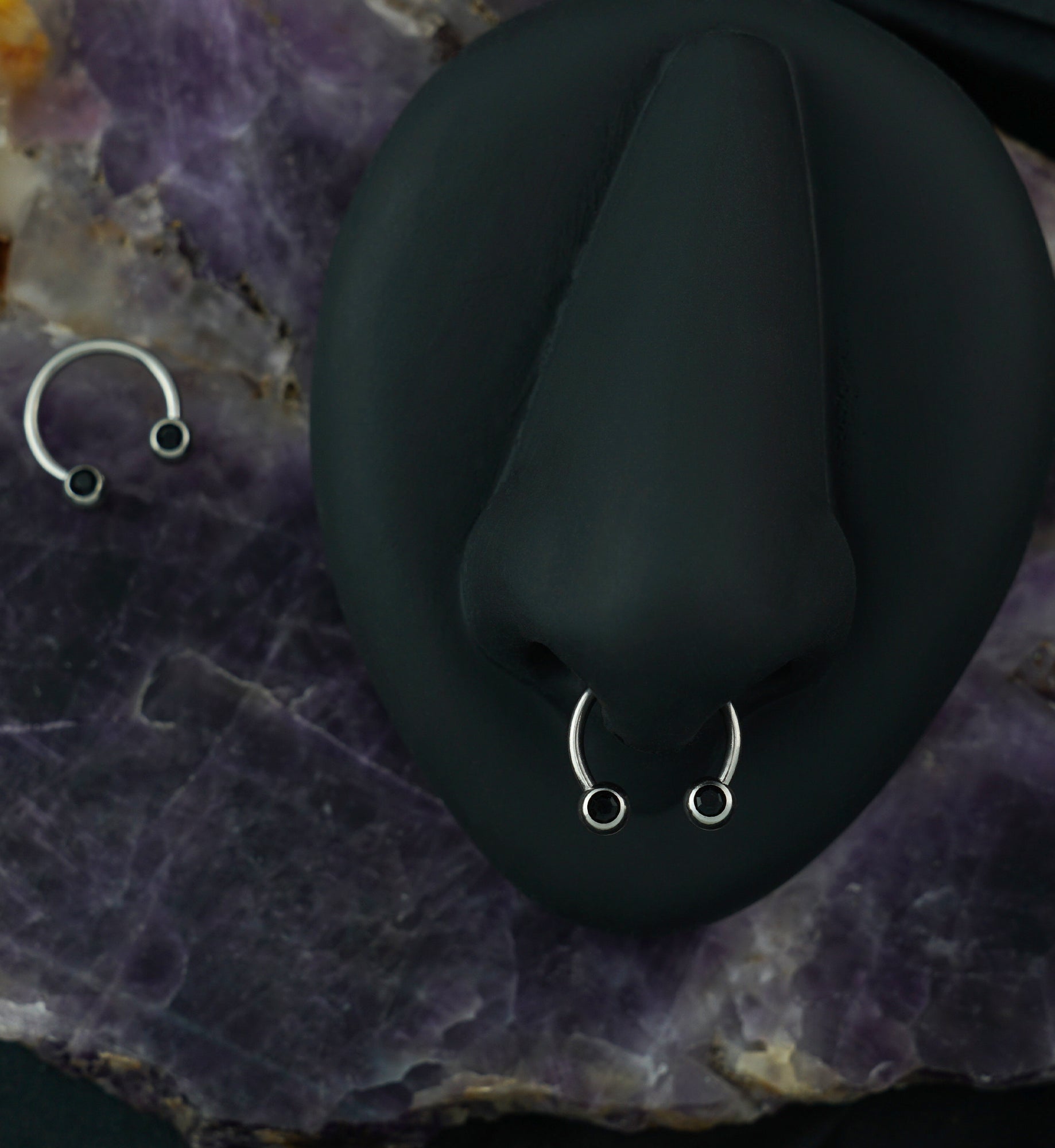 Black CZ Steel Stainless Circular Barbell