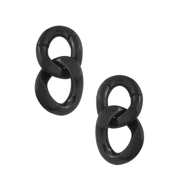Black PVD Double Chain Link Hinged Ear Weights
