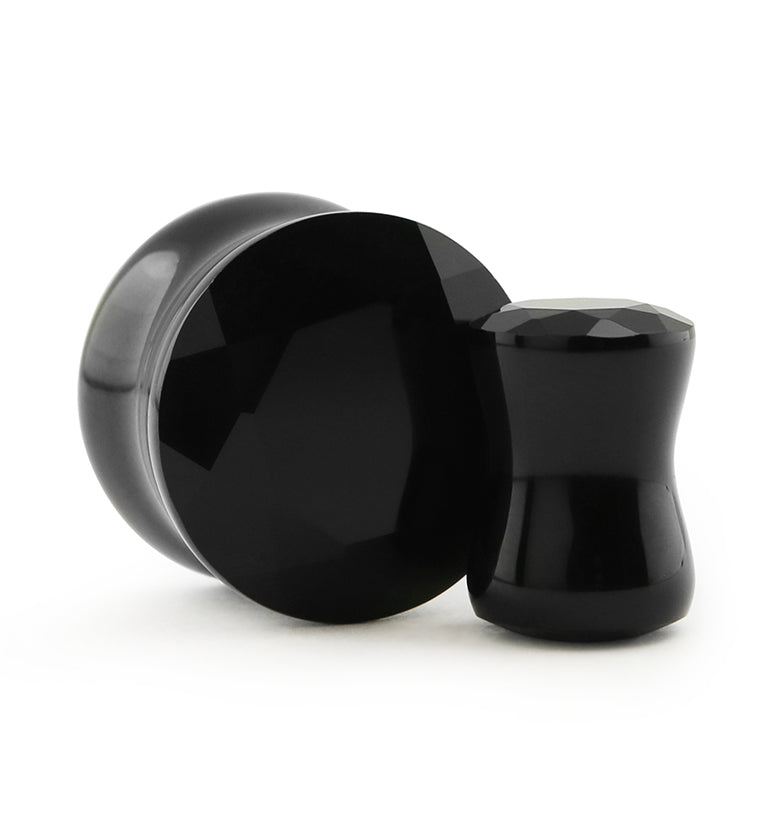 Black Faceted Agate Plugs