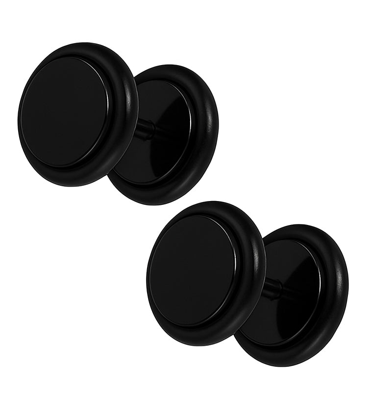 Black Anodized Stainless Steel Fake Plugs