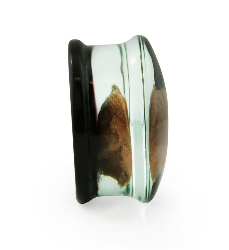 Black & Goldstone Glass Plugs