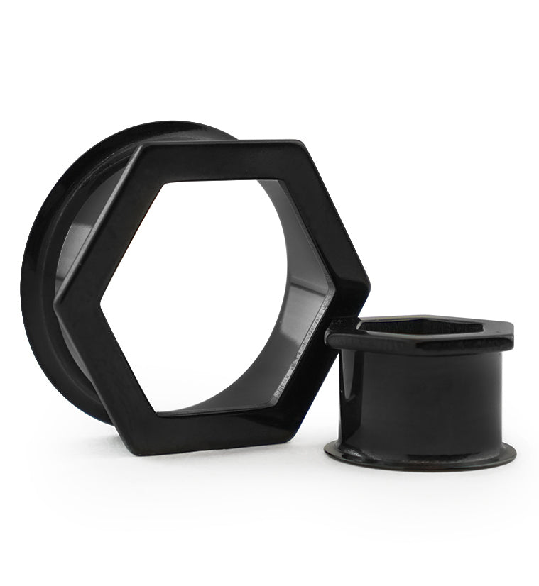 Black Hexagon Double Flare Tunnels