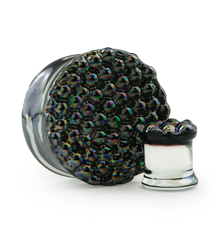 Black Iridescent Glass Plugs