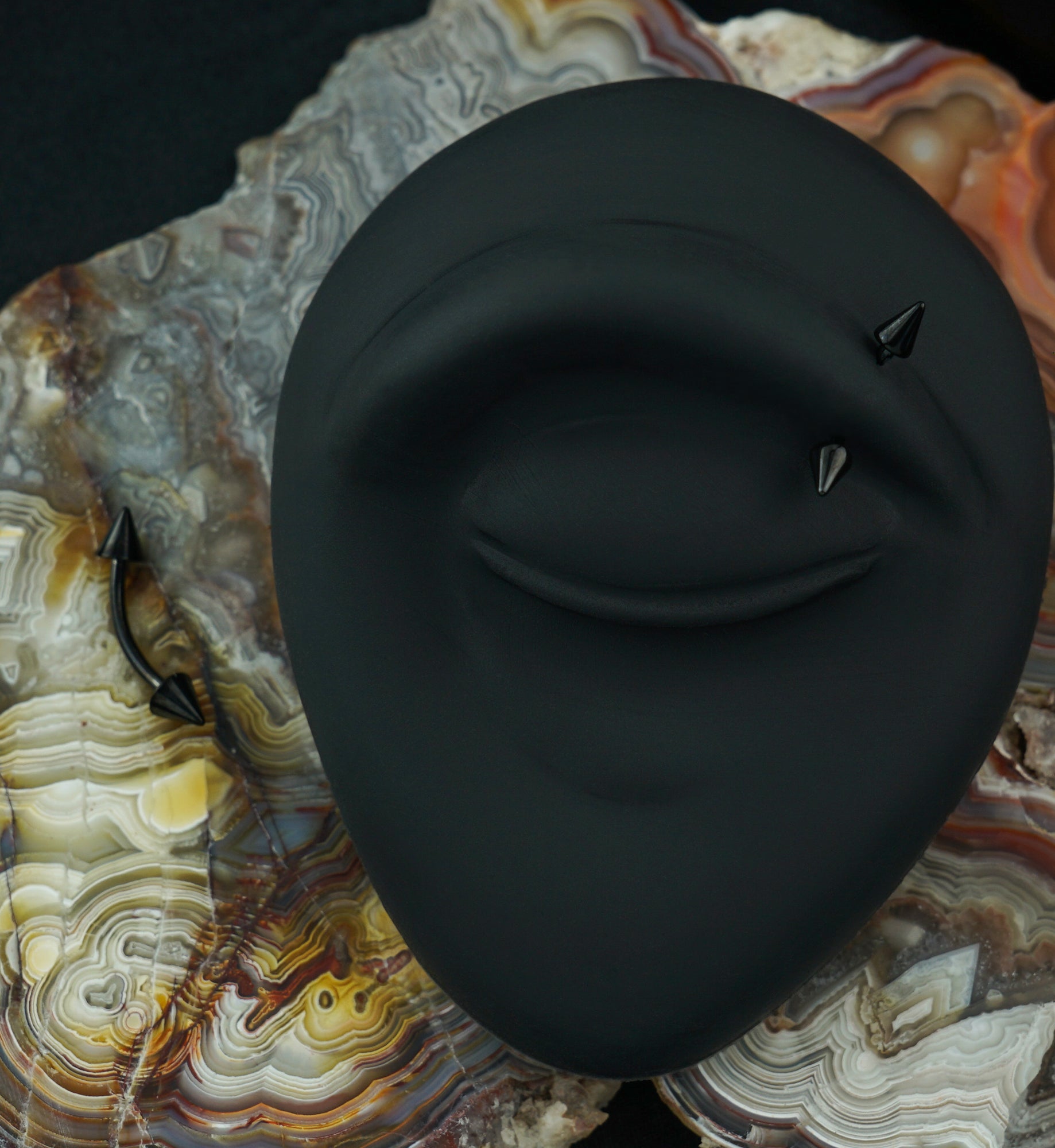 Black Matte Spike Curved Barbell