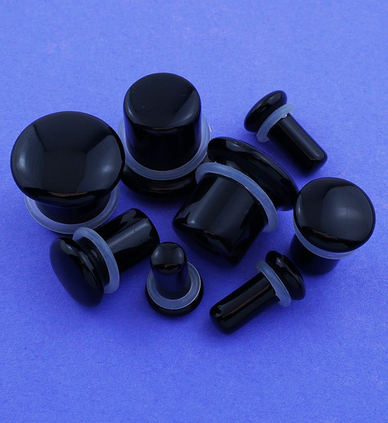Black Obsidian Single Flare Stone Plugs