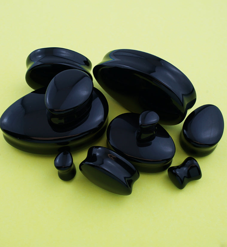 Black Obsidian Stone Teardrop Plugs