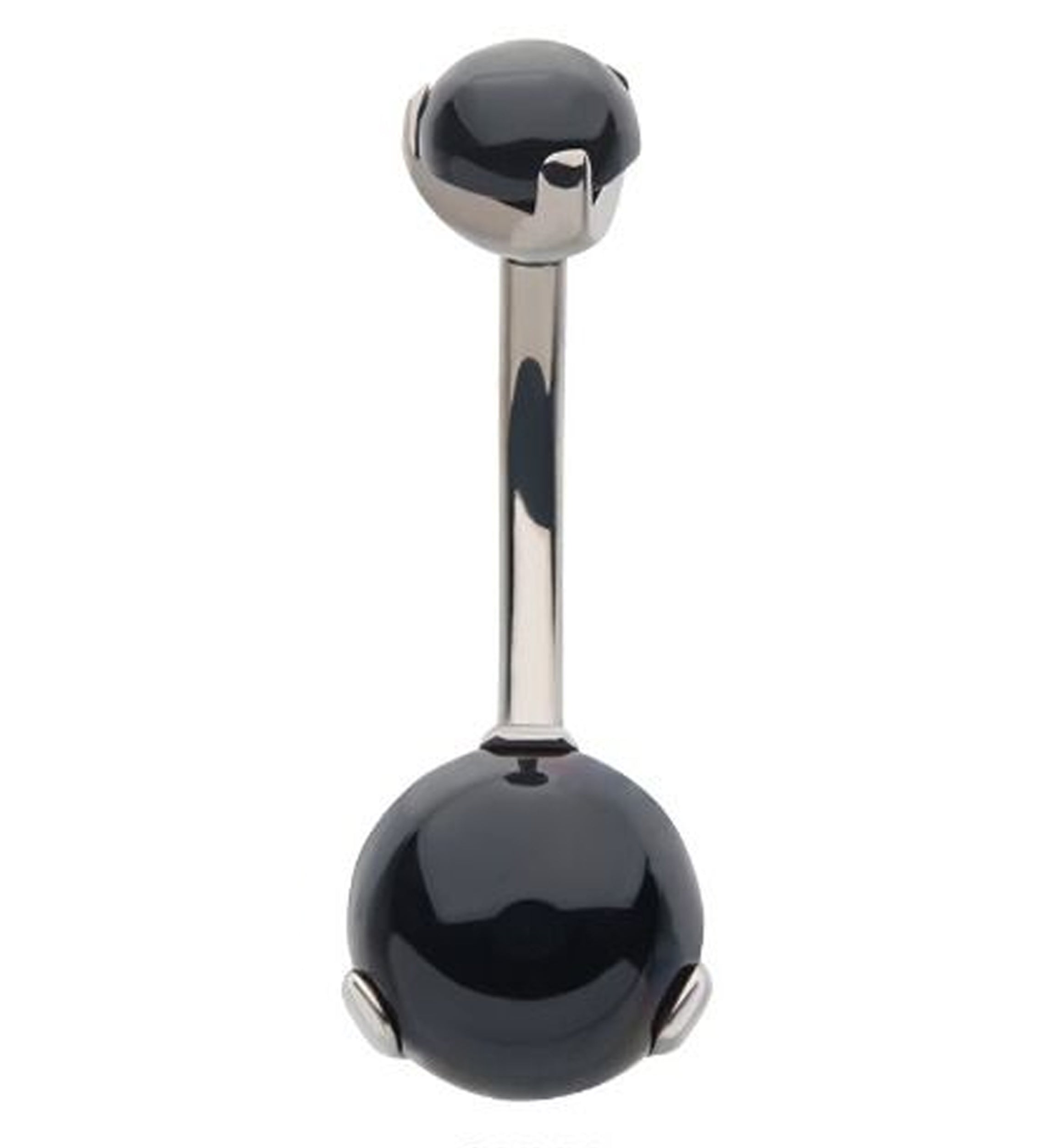 Black Onyx Stone Titanium Belly Button Ring