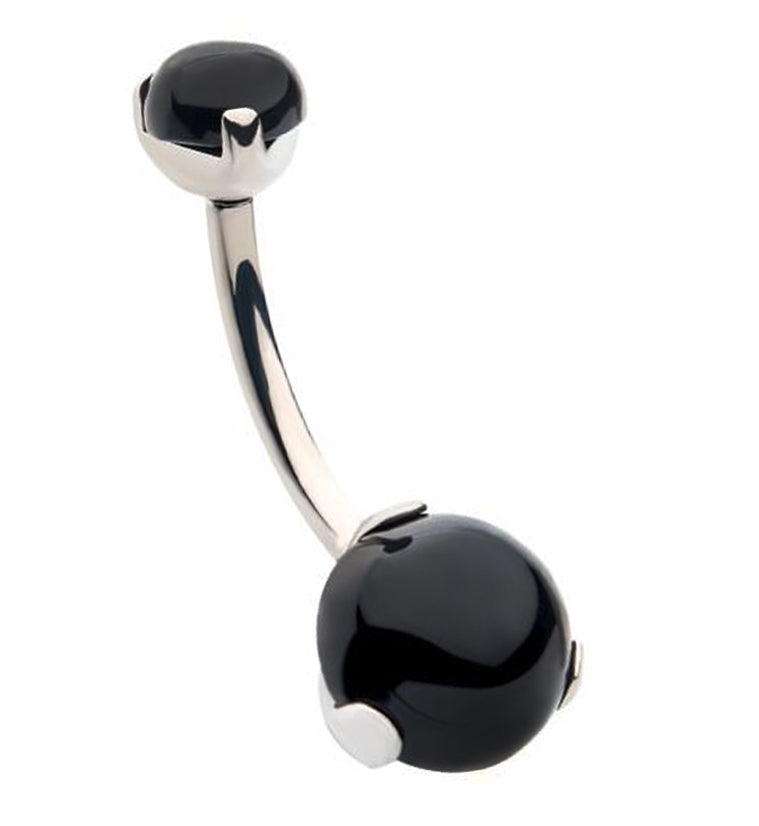 Black Onyx Stone Titanium Belly Button Ring