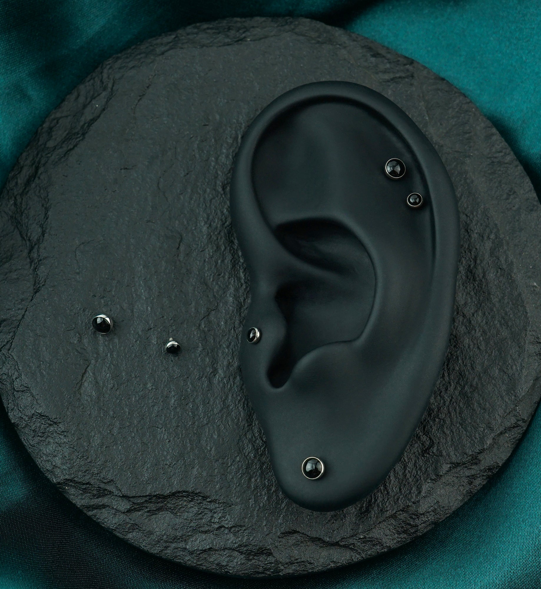 Black Onyx Stone Titanium Bezel End