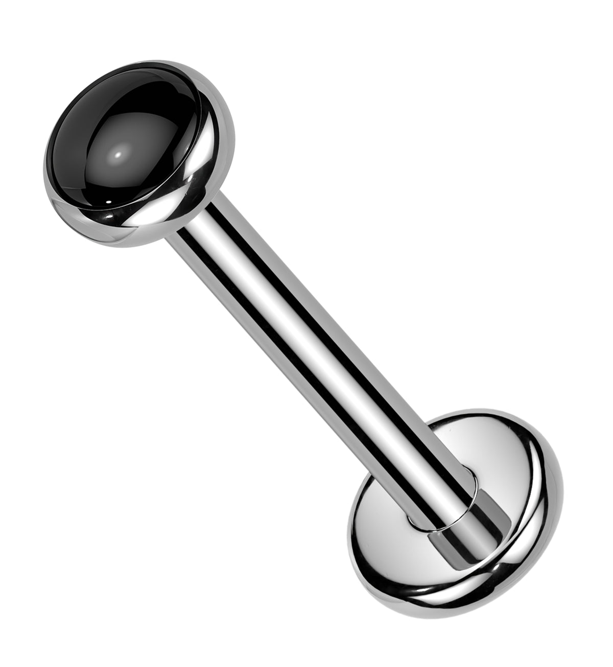 Black Onyx Stone Titanium Threadless Labret