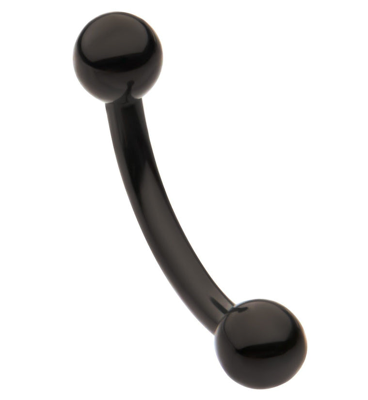 Black PVD Ball Titanium Internally Threaded Curved Barbell