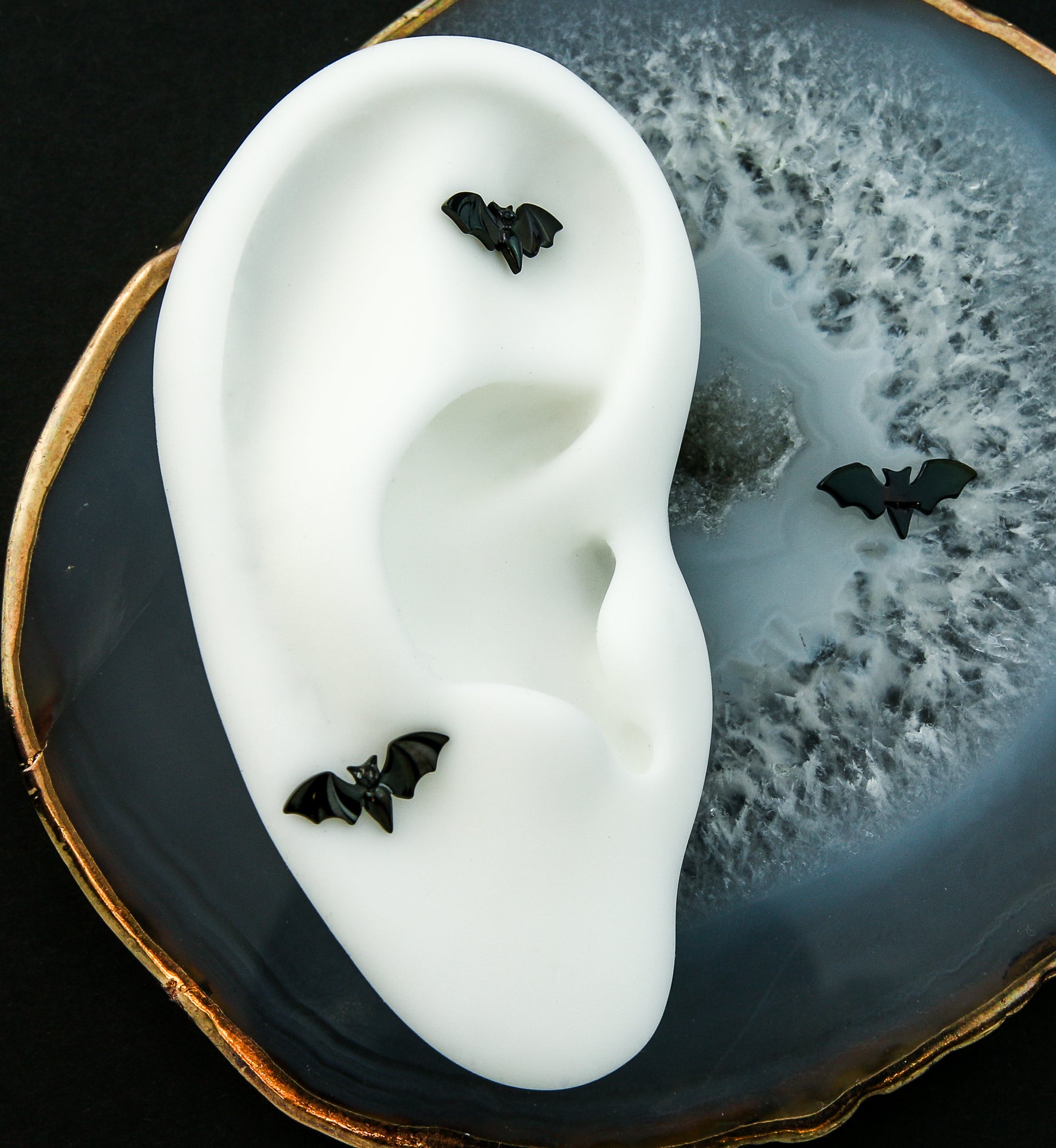 Black PVD Bat Titanium Threadless Top | UrbanBodyJewelry.com