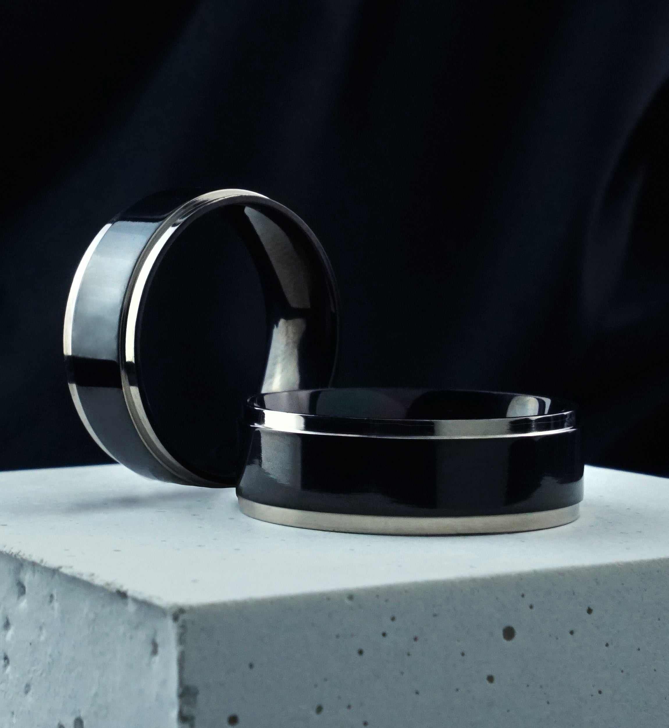 Black PVD Center Titanium Ring