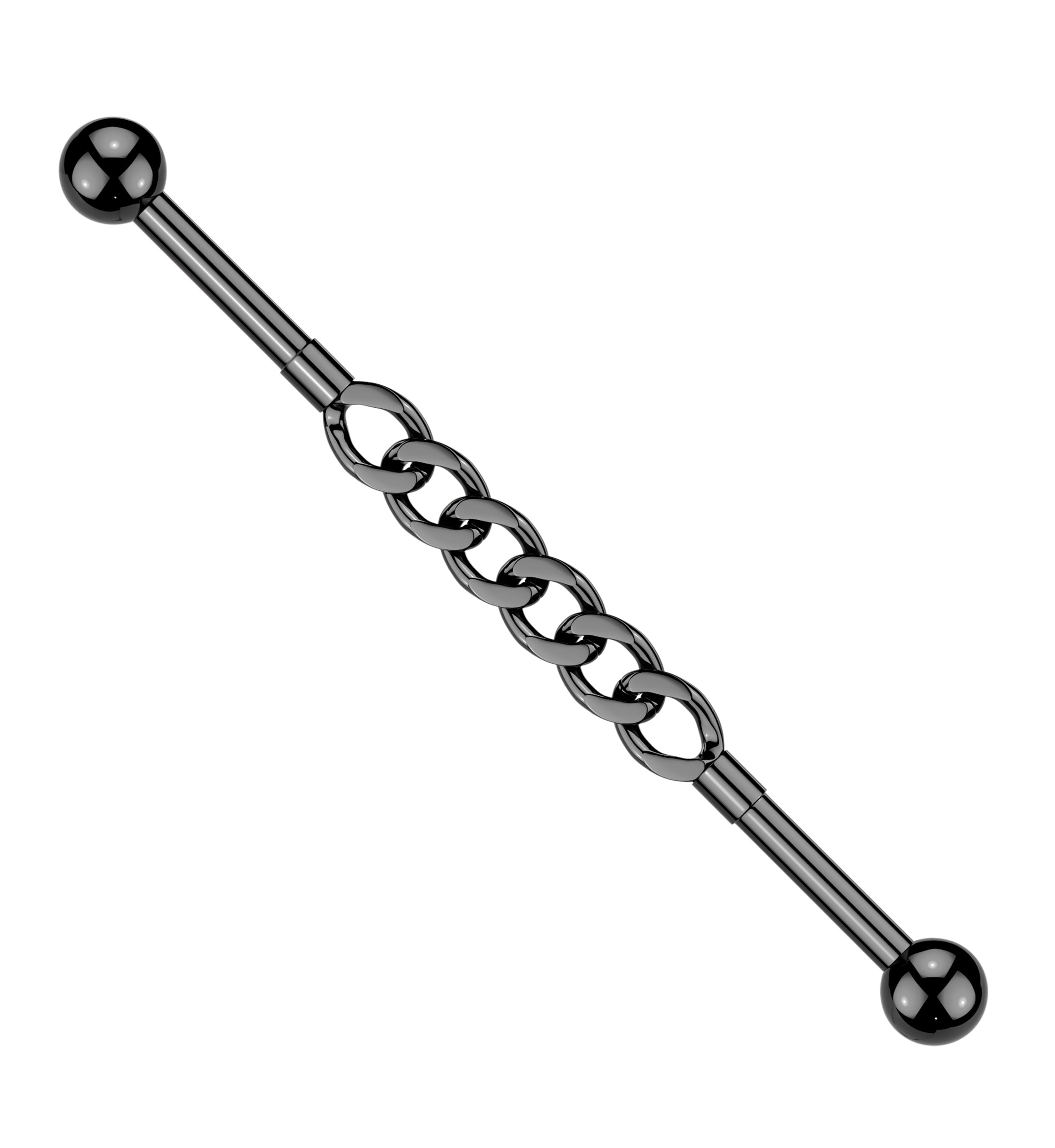 Black PVD Chain Link Externally Threaded Stainless Steel Barbell