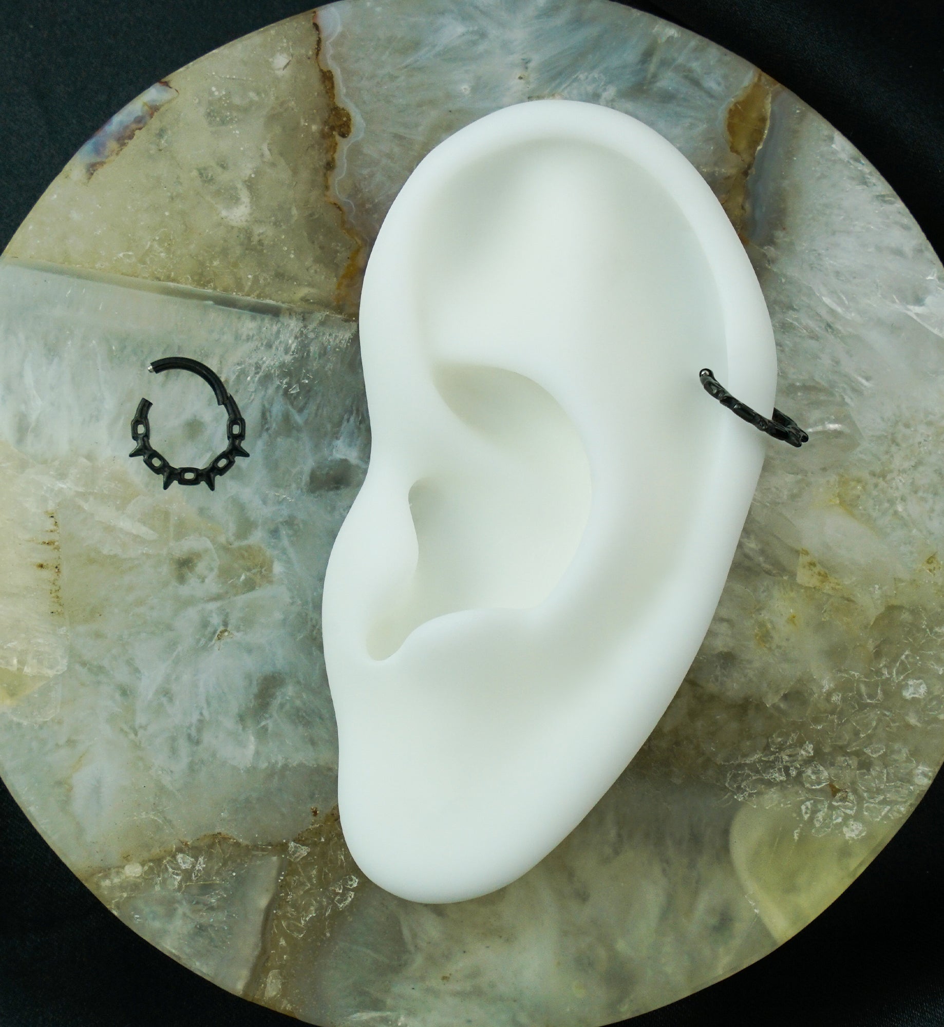 Black PVD Chain Link Spikes Stainless Steel Hinged Segment Ring