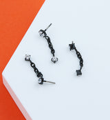 Black PVD Clear CZ Dangle Chain Titanium Threadless Top