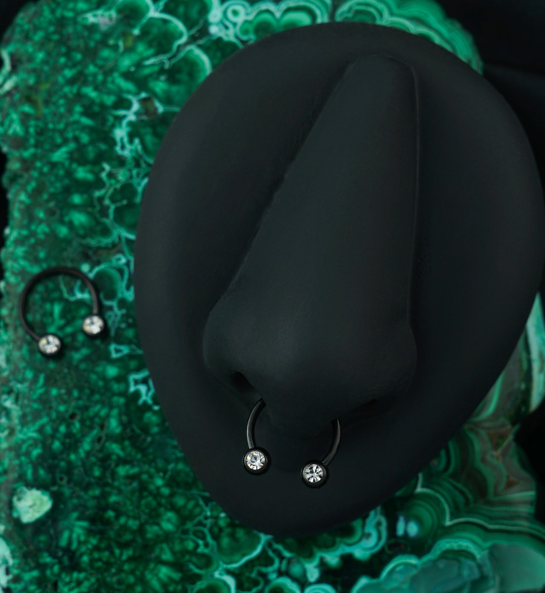 Black PVD CZ Circular Barbell