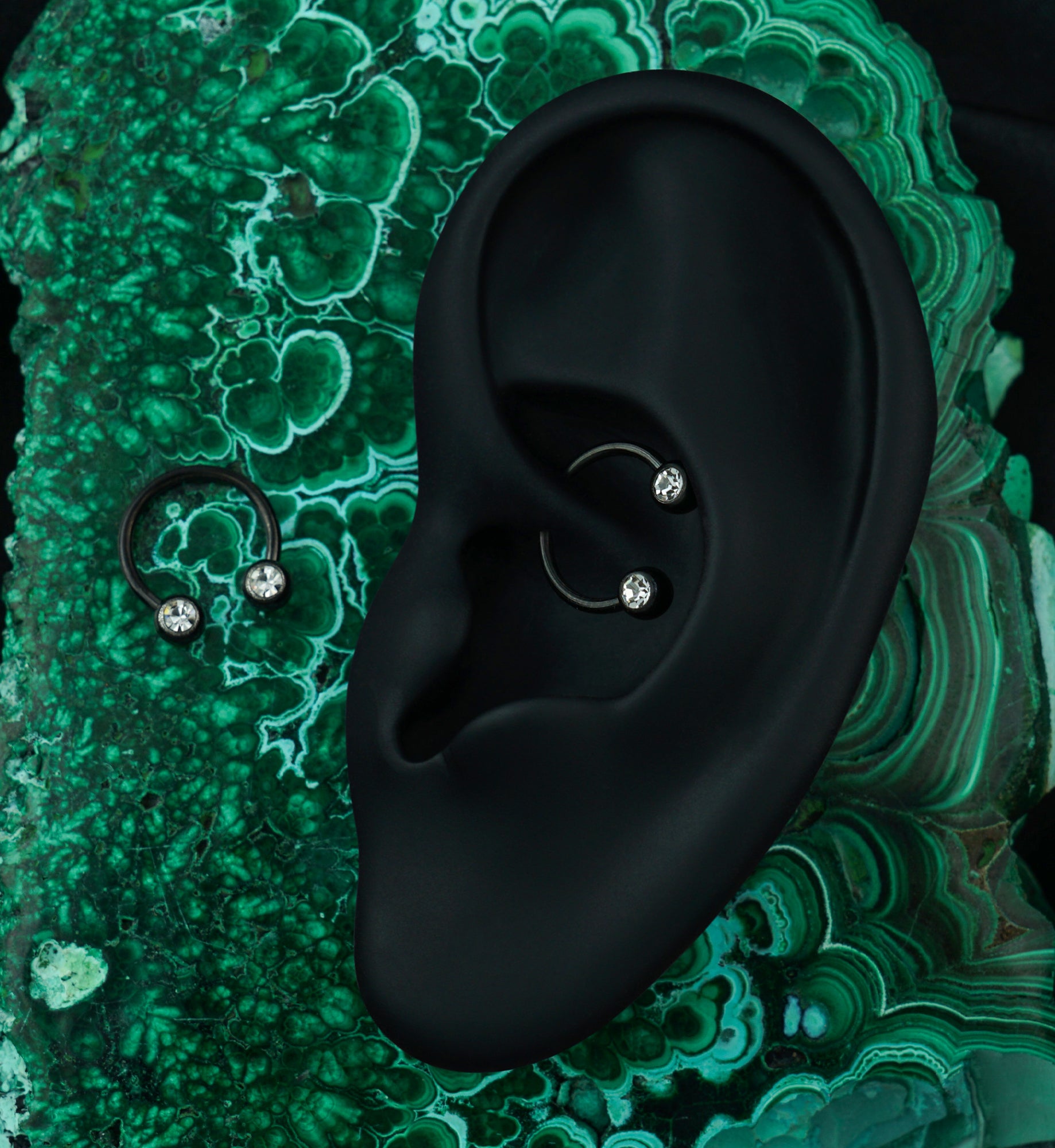 Black PVD CZ Circular Barbell