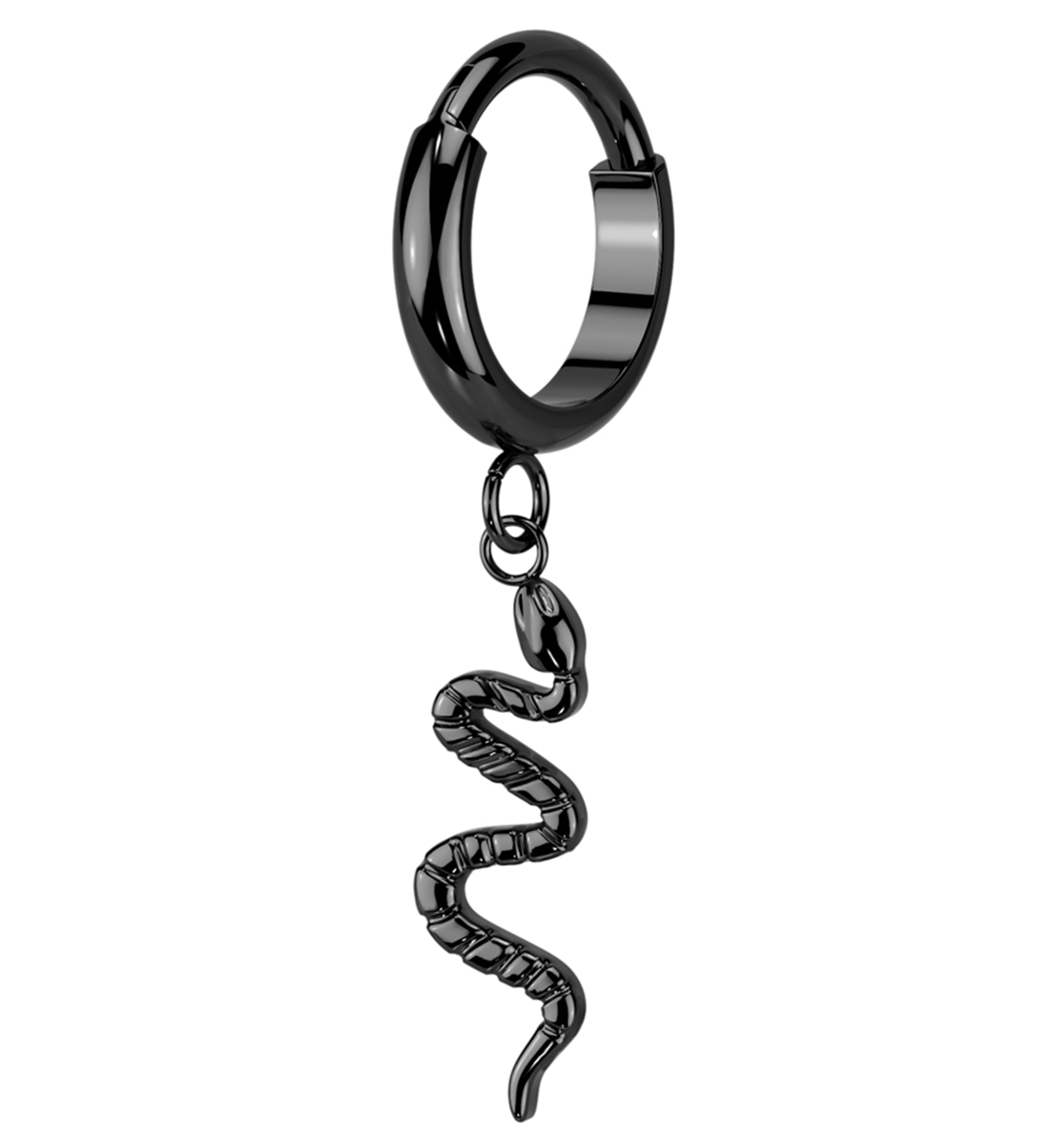 Black PVD Dangle Snake Titanium Hinged Segment Ring