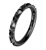 Black PVD Faceted Side Stainless Steel Hinged Segment Ring