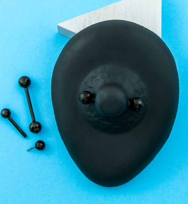 Black PVD Faceted Threadless Titanium Nipple Barbells