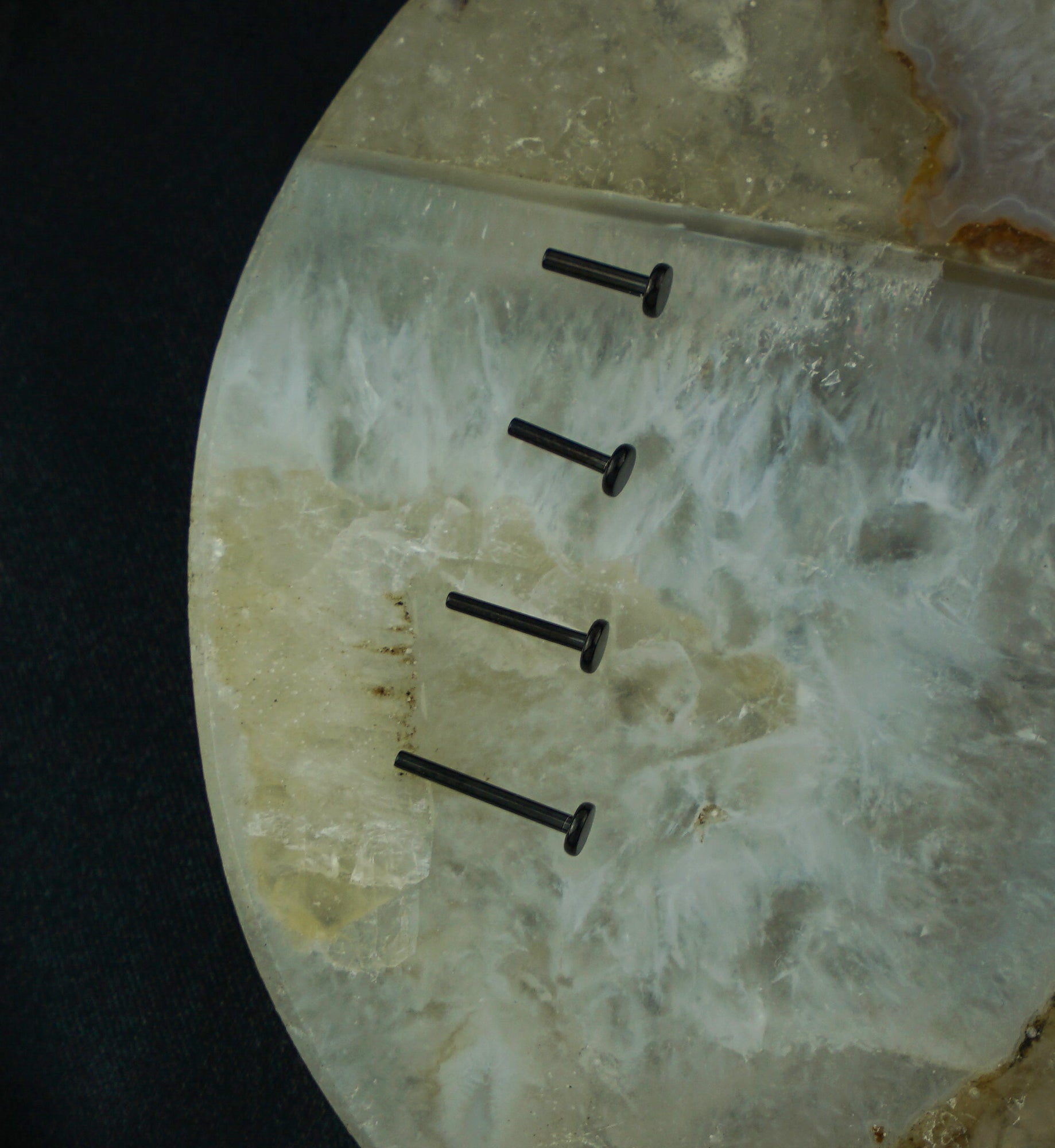 Black PVD Flat Disk Titanium Threadless Labret Post