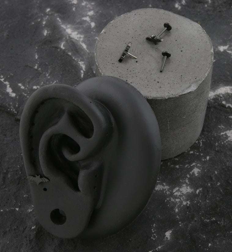 Black PVD Flying Bat Threadless Titanium Labret