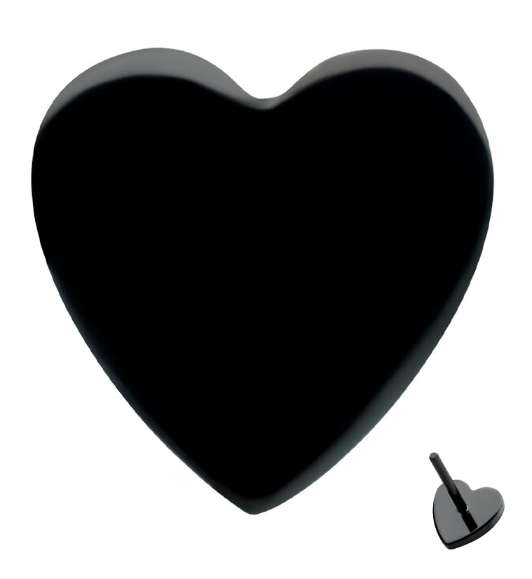 Black PVD Heart Titanium Threadless Top