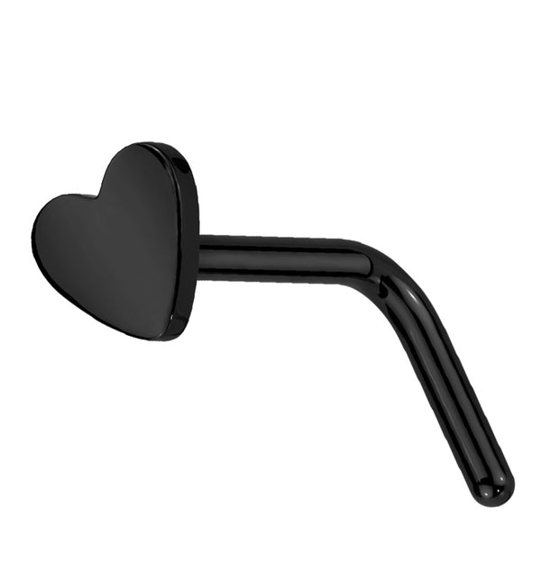 Black PVD Heart Top L Bend Titanium Nose Ring