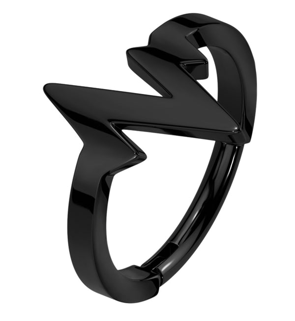 Black PVD Heartbeat Stainless Steel Hinged Segment Ring