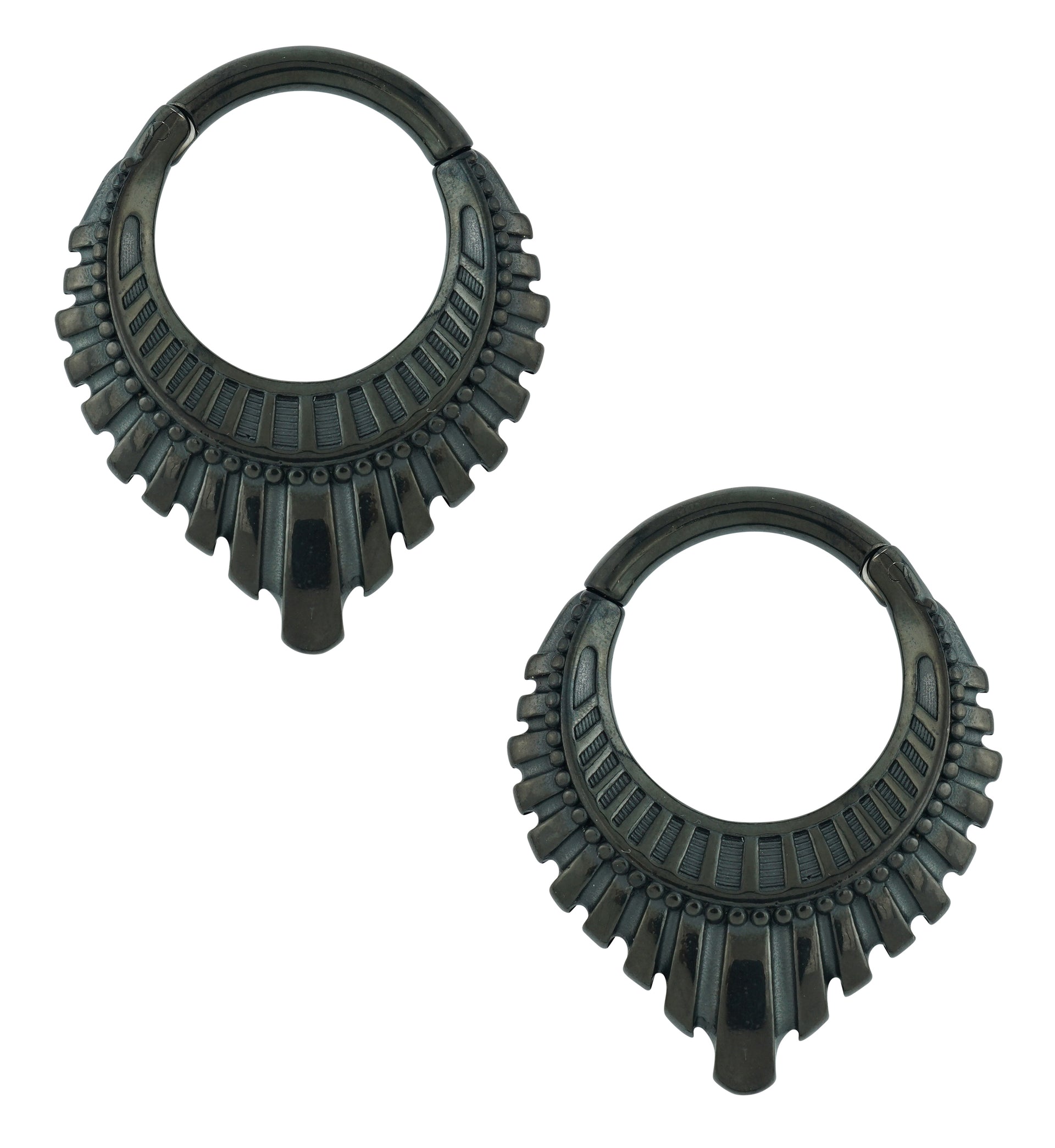 ear gears Black PVD Heraldry Stainless Steel Hinged Ear Weights