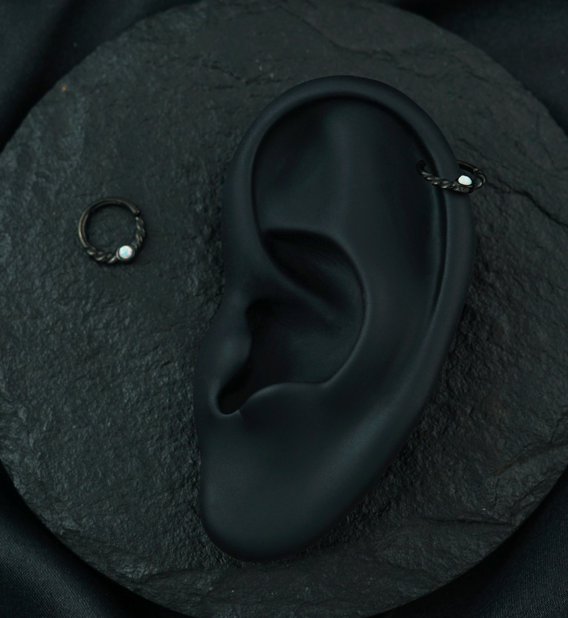 Black PVD Opalite Twine Seamless Ring