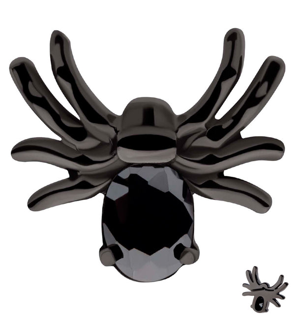 Black PVD Spider Black CZ Titanium Threadless Top